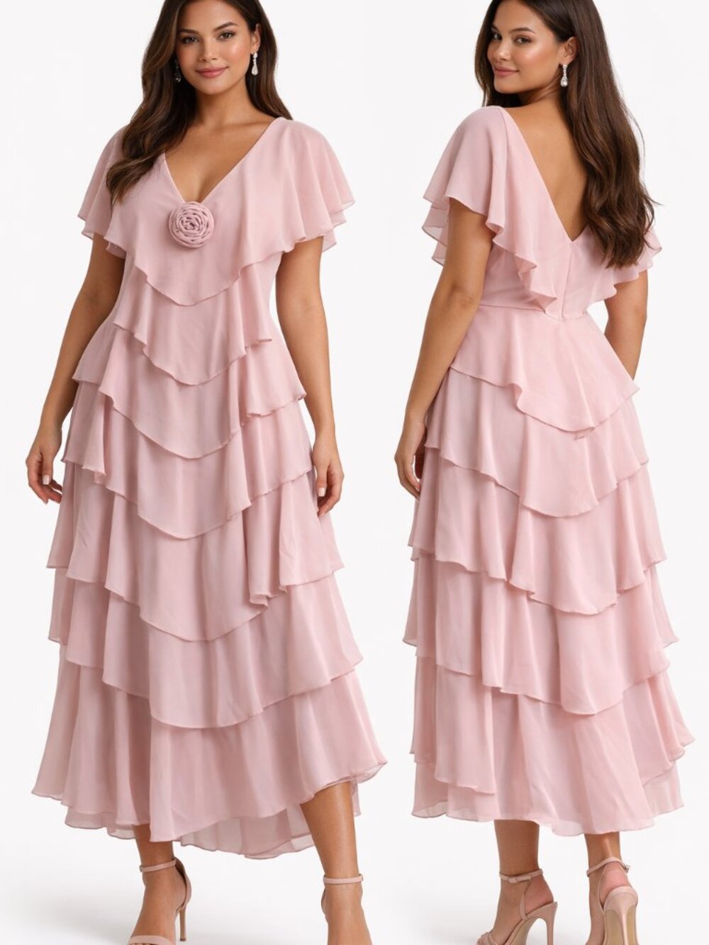 VTG Neiman Marcus Dress Pink Tiered Ruffle sz 6 Ann Hobbs for Cattiva Coquette